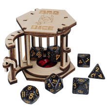 DND Dice Jail F?ngsel med Polyhedral Terning S?t Tr?bur til Dine Bad Terninger (Dice Jail A)