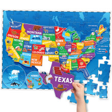 United States Puzzles for Kids ages de 4 a 6 ans - Toys educatifs pour garons et filles - 70pcs USA Map Kids Puzzle avec 50 Etats et capitales -