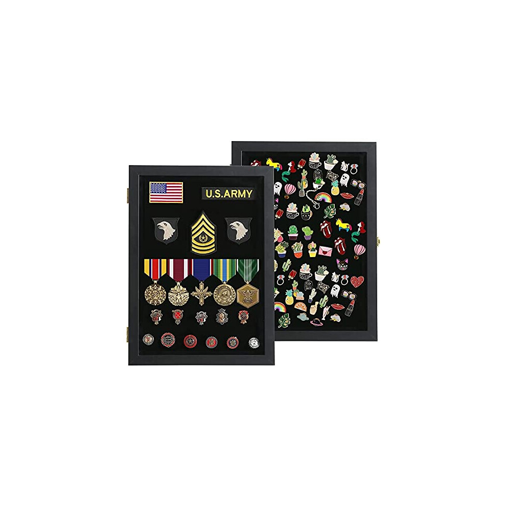VERANI Pin Display Case - 14x19 Pin Collection Display with 98% Uv Protection Acrylic Door for Military Medals  Beach Tags  Jewelry Pins  Pin Gift  In