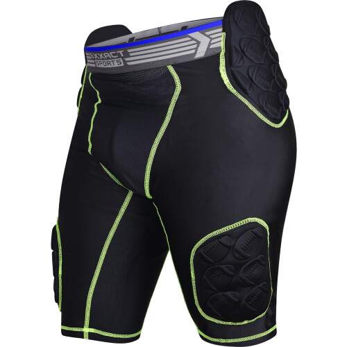 Exxact Sports Touchdown 5-Pad Νεανικό Κολάν Ποδόσφαιρου - Μαύρο Compression Shorts με Θέση Στήριξης