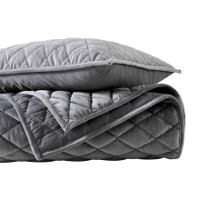 Vera Wang - King Quilt Set Luxurious Velvet Bedding with Matching Shams Lightweight Home Decor (Diamond Velvet Charcoal Grey King)