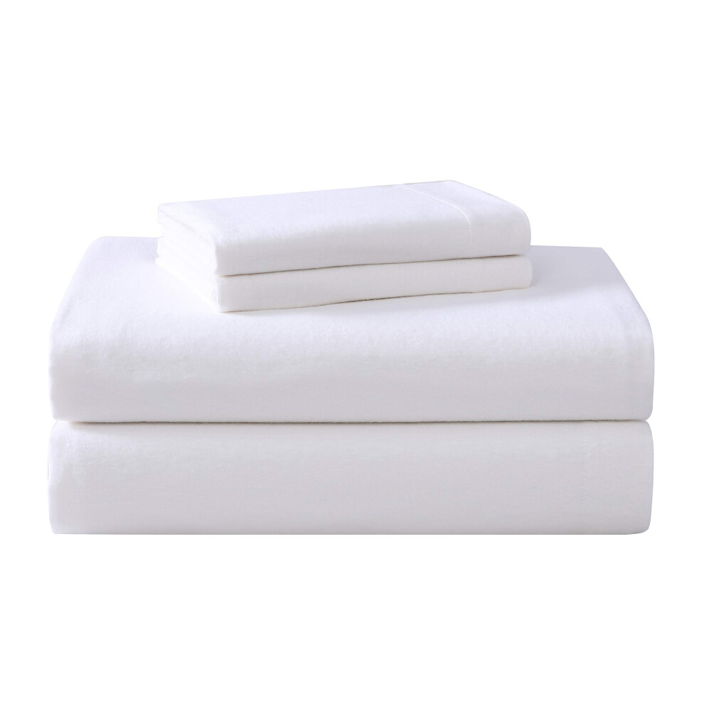 Laura Ashley - Parure de lit compl   te en flanelle de coton bross    pour plus de douceur et de confort (True White Full)