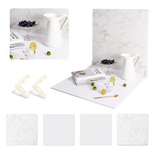 2 ST Boards Foto Bakgrund 2 Kulor Textur fr Flat Lay Food Fotografi Bakgrund 24x24 tum BEIYANG (marmor+marmor)