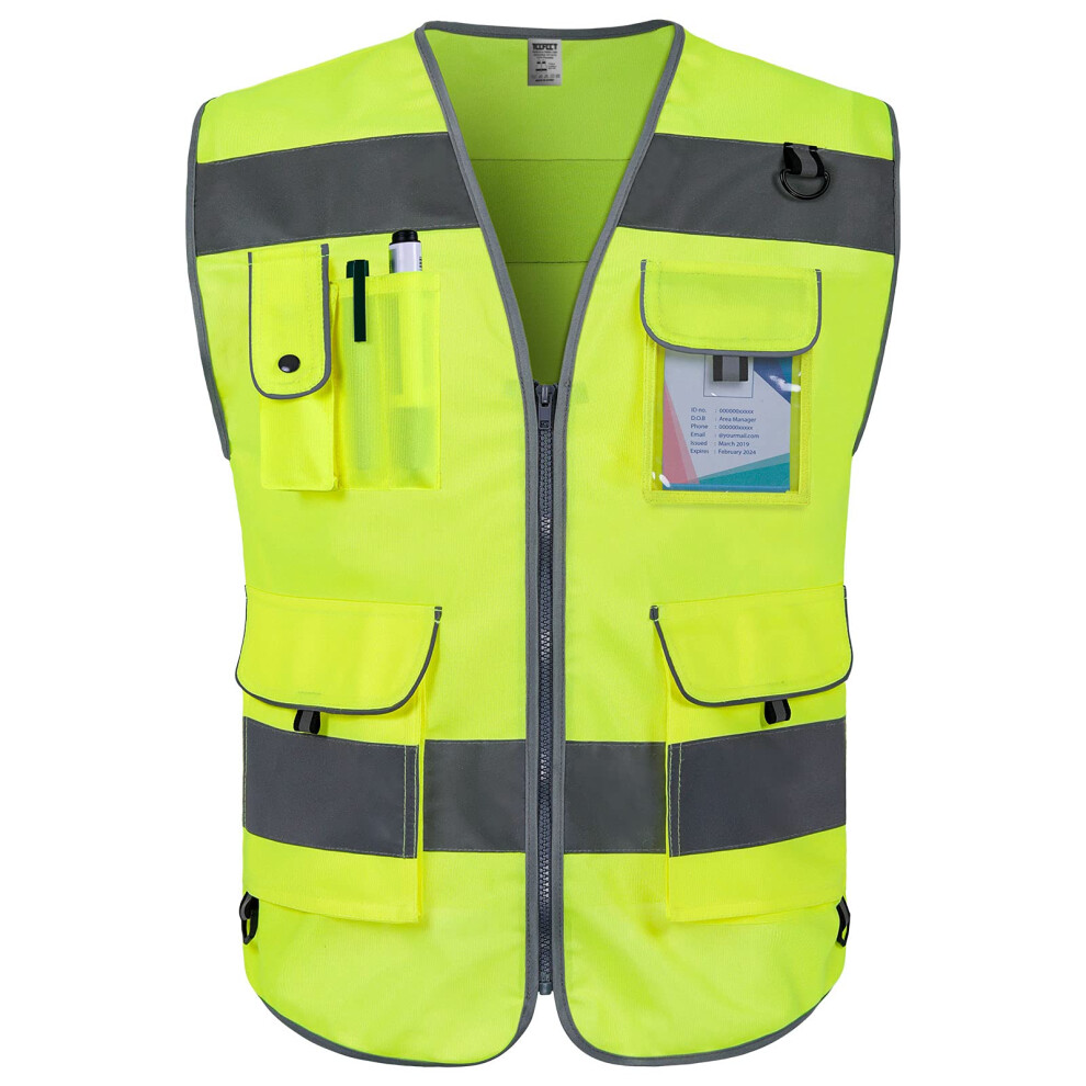 TccFccT Hi Vis Vest 9 Pockets High Visibility Reflective Safety Vest f