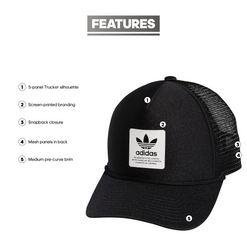 Adidas adidas Originals Dispatch Trucker 5-Panel High Crown Mesh-Back Adjustable Strapback Cap Schwarz/Wei Einheitsgre 1