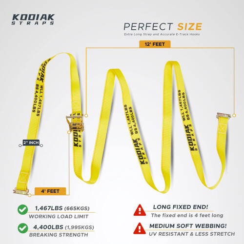 6 Pack E-Track Ratchet Straps 2 """" X 16 'X 4 400 lbs styrke til lastbind 1