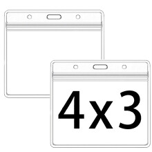 Tyk vandret ID -kortnavn Tag Badge Holder med vandtæt type genlukkeligt lynlås (vandret 4x3 6Packs)