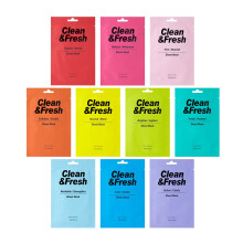 EUNYUL [PAKKET VAN 10] Clean & Fresh-bladmasker 22 ml / 0,74 fl.oz. 10 soorten Koreaans bladmaskerbundelpakket voor alle huidtype gezichtsmaskerpakke