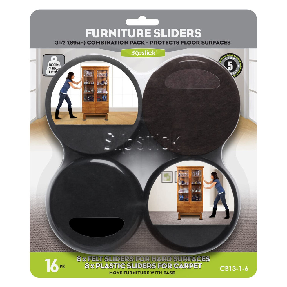 Slipstick Premium Furniture Sliders for All Floor Surfaces (16 Piece M
