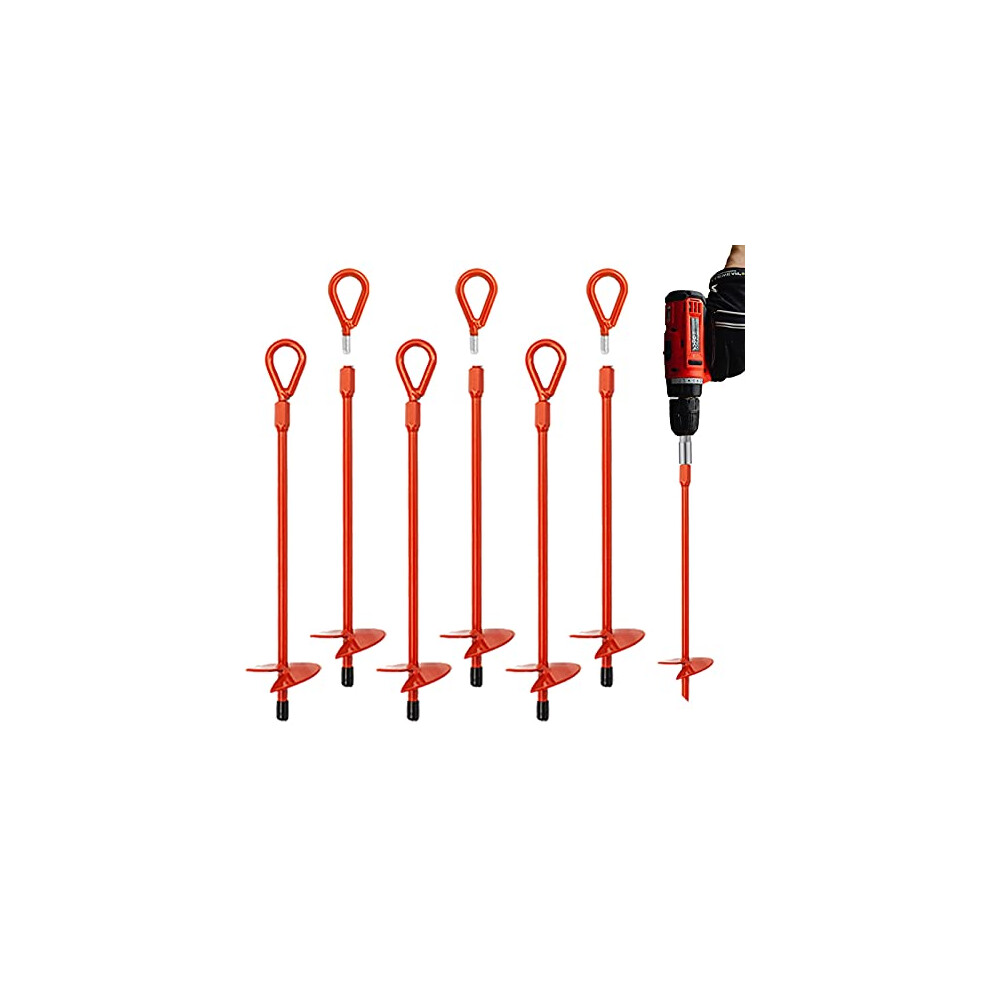 MAXCCINO Lot de 6 ancrages au sol de 38 cm     visser avec perceuse, ancrages en spirale robustes de 7,6 cm de large pour tentes de camping, abris