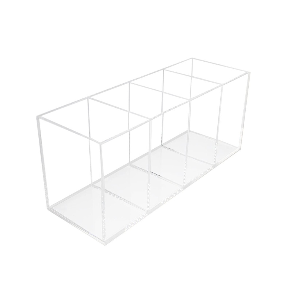 QPEY Acrylic Pen Holder 4 Compartments Clear Pen Holder Organizer Makeup Brush Holder for Office Desk Accessories Cosmetic Brush Storage Box-image-OPC-PFNF6JC-NEW