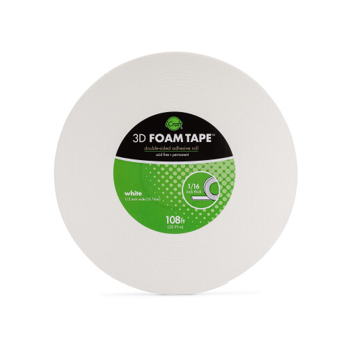 iCraft 5607 3D Foam Tape Jumbo Rolls White