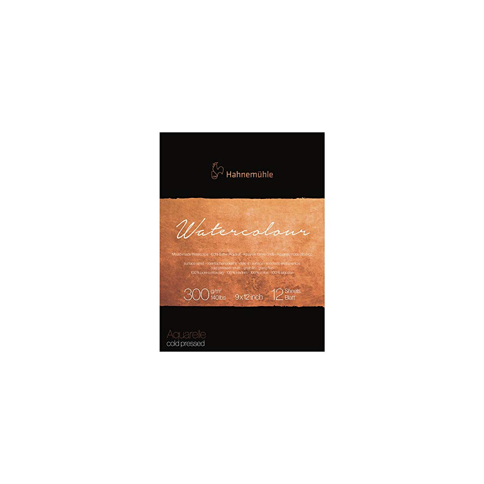 Bloc de papier aquarelle 100 % coton Hahnemuhle Collection 300 g/m   9 x 12 po 12 feuilles