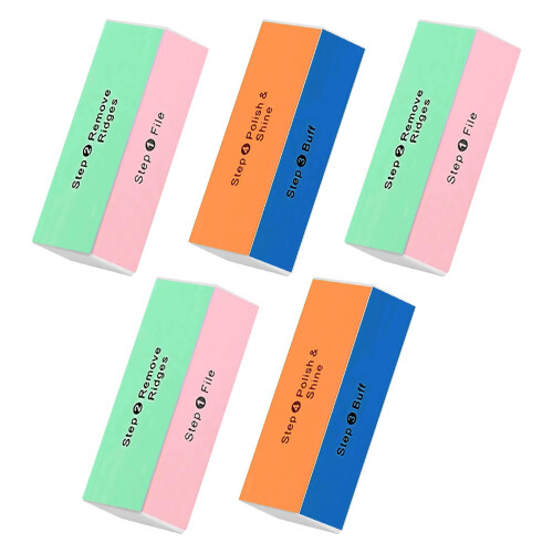 Soft 'N Style 4 Way Shiny Block / 4 Step Buffing Block Shine Nail Buffer 5 stk.
