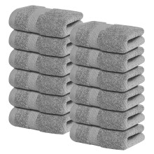Infinitee Xclusives Premium Wash Cloths for Showering [13x13] - 100% Cotton Washcloths [Pack of 12]  Soft and Absorbent Face Towels for Bathroom Wash