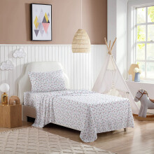Eddie Bauer Kids - Twin XL Lakens, Vlekbestendig Kinderbeddengoed, Ideaal voor Peuterbedset (Sunnyvale Rainbow White, Twin XL)