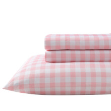 Eddie Bauer Kids - Queen-lakens, vlekbestendig kinderbeddengoed, ideaal voor peuters (beddengoedset met roze ruitjesprint)