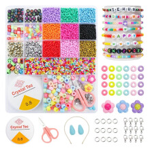 (As show, One size) 3mm Glass Seed Beads for Bracelets Making Kit for Beginner, Friendship Bracelet Kit Small Beads for Jewelry Making