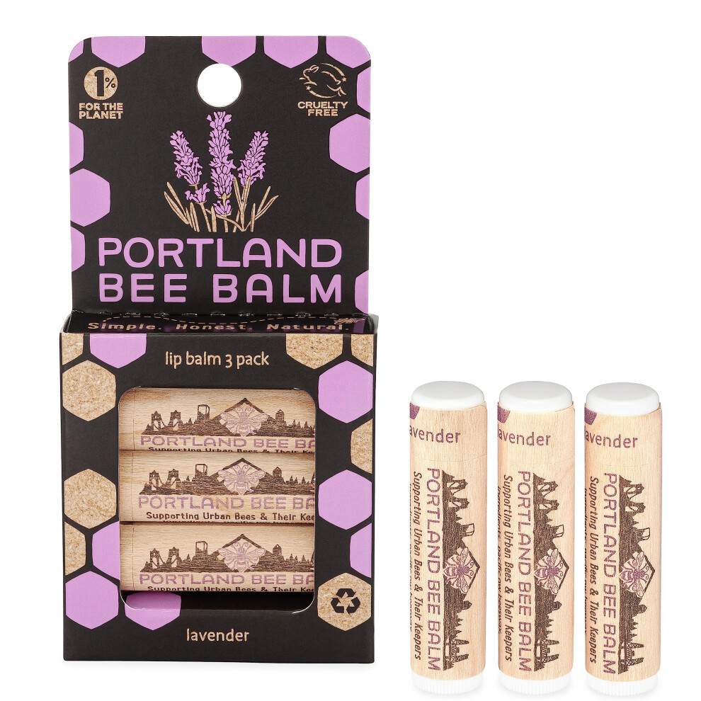 Portland Bee Balm Lavender All Natural Handmade Beeswax Based Lip Balm 3 Count
