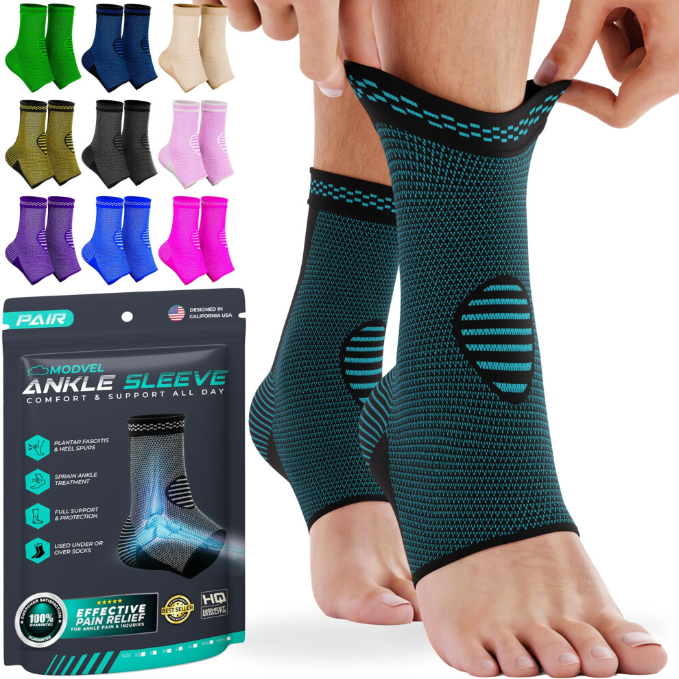 Chaussettes de compression pour pied et cheville Modvel pour entorse de la cheville - Support de cheville pour femmes et hommes - Attelle de cheville