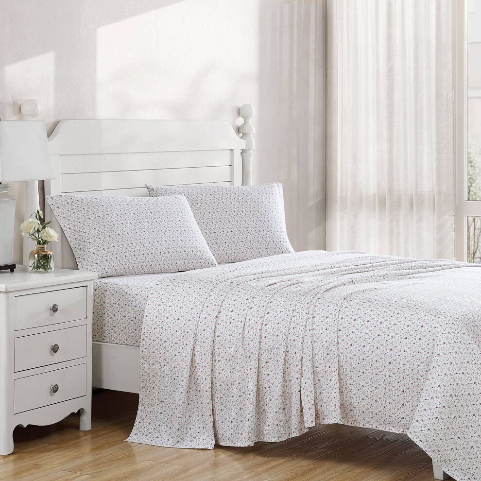 Laura Ashley Home - Parure de lit King Size en satin de coton doux - D   coration d'int   rieur    l   gante, lisse et respirante Evie Corail/Rose
