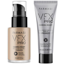 FARMASi VFX Pro Blur Primer und Natural Beige Flüssigfoundation Set, Mattes Finish, Öl-frei