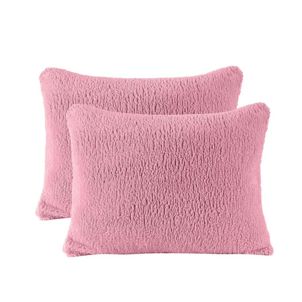 Taies d'oreiller Reafort ultra douces en sherpa, taille standard 50,8 x 66 cm, lot de 2, avec fermeture    clair (taie d'oreiller standard rose 50,