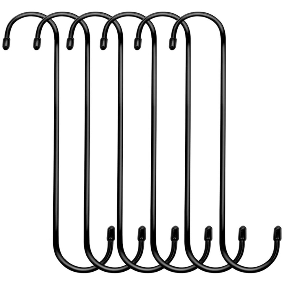 Lchkrep Plantenhaken 6-Pack 25 Cm Zwarte Grote Plantenhanger S-Haak Tuinhaken Voor Planten Hangmanden Bloemenpergola Tuin Patio Keuken Binnen Buiten G-image