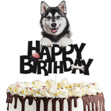 KEWEYA Dcoration de gteau d'anniversaire pour chien - Dcoration de gteau sur le thme des animaux de compagnie - Dcoration de fte paillet