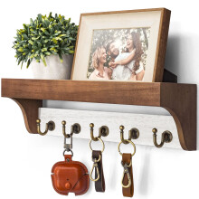 Rebee Vision Keyder pour mur avec etagere - Rack de touches a 2 couleurs de ferme avec 5 crochets de touches retro et monture murale de l'organis