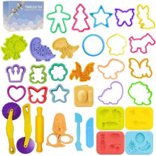 Teig-Spielwerkzeuge fr Kinder Teigzubehr, Formen, Dinosaurier, Obst, Rollenschneider, Schere und Aufbewahrungsbox, Partygeschenke-Set fr Kinder