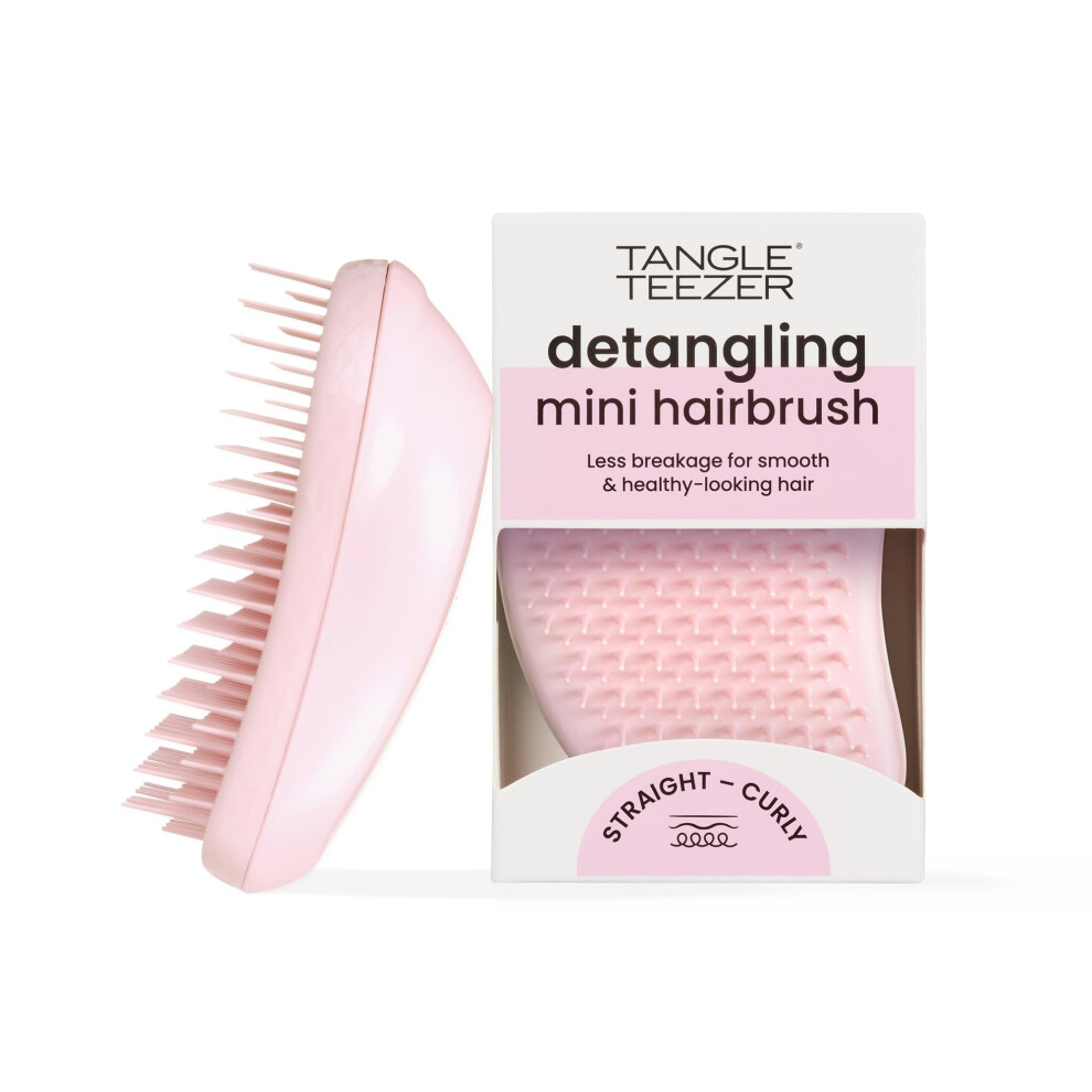 Tangle Teezer Original Detangler Brush Dry & Wet Travel Size Mini Hair Brush For Kids & All Hair Types Millennial Pink
