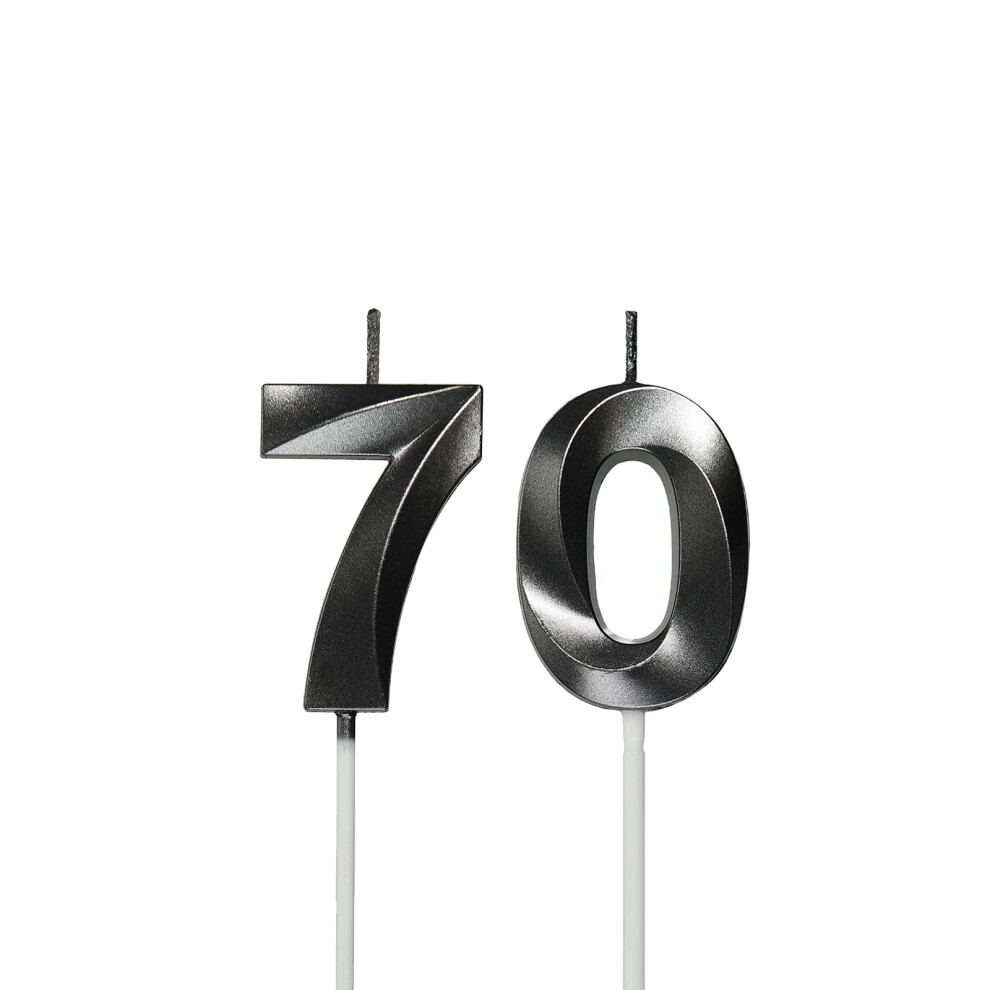 Bougies Noires Pour 70E Anniversaire, Num Ro 70, D Coration De G Teau Pour Anniversaire, F Te-image