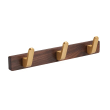 SARIHOSY Wandkapstok Ingang Hangende kapstok Metaal Houten Kapstok met 3 Rustieke Haken Stang voor Jas Sjaal Tas Handdoek Sleutelkap Hoed Walnoot Gou