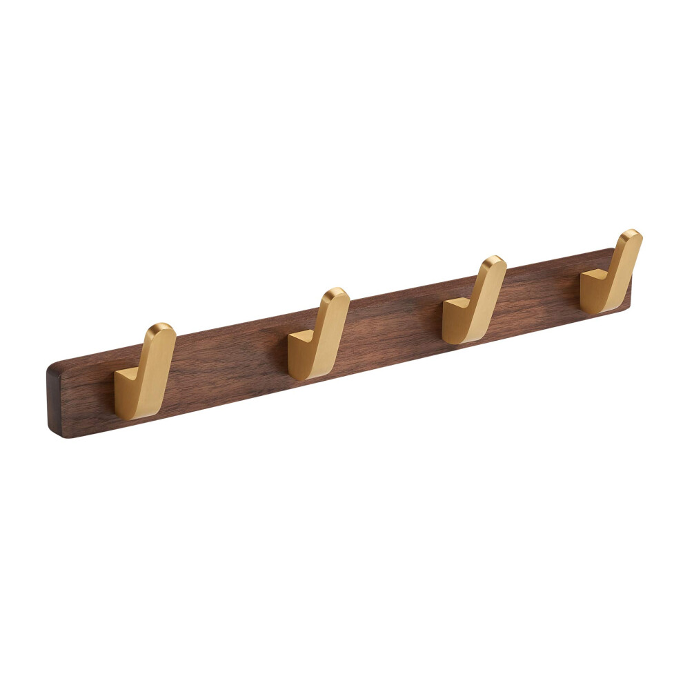 SARIHOSY Porte-manteau mural en m   tal et bois avec 4 crochets rustiques pour manteau,    charpe, sac, serviette, cl   , chapeau, noyer dor    mat