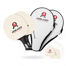 AIRBLADES Professional Ping Pong Paddles Set of 2 + Two Spare Rubbers  Pro Table Tennis Racket with Hard Carry Case Ergonomic Handle  5 Blades of Wood