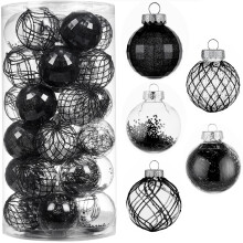 30ct Christmas Ball Ornaments60mm/2.36 Shatterproof Clear Plastic Xmas Balls Baubles Set with Stuffed Delicate Sparkling Hanging Christmas Tree Decor