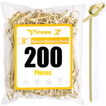 200 stk cocktail plukker bambusspyd til appetitvækkere 6 tommer smarte tandstikker til appetitvækkere Lange cocktailspyd med knude håndlavede bam
