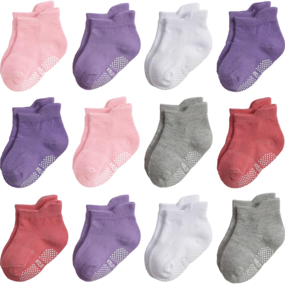 Aroveea Lot de 12 paires de chaussettes antidérapantes pour bébé, pour garçons et filles