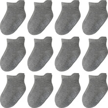 AROVEEA Non Slip Apreta de agarre Baby Calcetines de 5 a 7 aos para nios para nios y nias Calcetines para nios 12 paquetes de algodn lindos cal