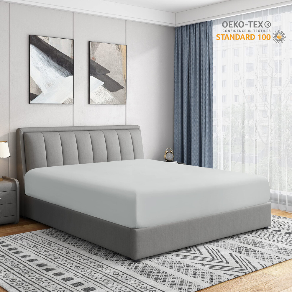 Cathay Home Queen Fitted Sheet  Double Brushed Ultra Soft  Wrinkle  Fade Resistant  21 Extra Deep Pocket Fitted Sheet Only-image-OPC-PFSBQVC-NEW