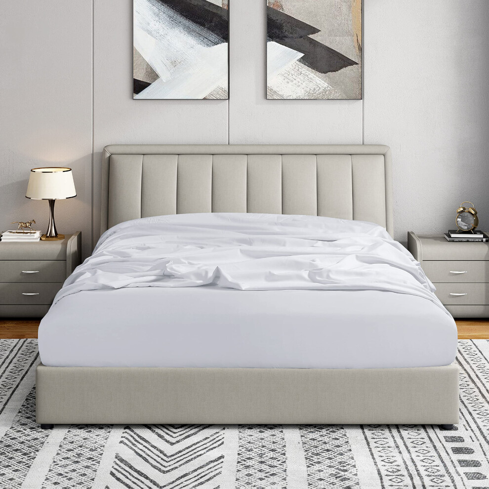 Lenzuolo Con Angoli Cathay Home Queen - Doppio Strato Spazzolato Ultra Morbido - Resistente Alle Pieghe E Allo Sbiadimento - Solo Lenzuolo Con An-image