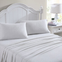 Laura Ashley Queen Sheet Set Cotton Flannel Bedding Brushed for Extra Softness Comfort Chelsie Vine Grey Queen
