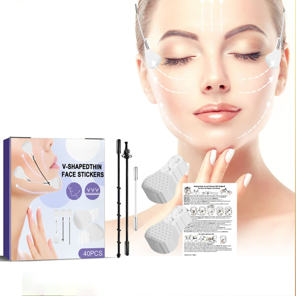 Face Lift Tape 40 Stuks Onzichtbare Gezichtstape Met Liftende Touwen Face Lifting Strips-image