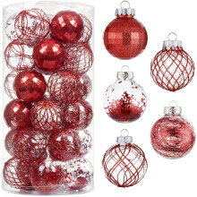 30ct Christmas Ball Ornaments60mm/2.36 Shatterproof Clear Plastic Xmas Balls Baubles Set with Stuffed Delicate Sparkling Hanging Christmas Tree Decor