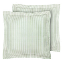 Laura Ashley Home - Euro Sham Set Smooth Cotton Shams with Envelope Closure Lightweight & Stylish Home Decor (Ticking Stripe Green 2 Piec