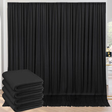 Cortinas de fondo negras de 20x10ft sin arrugas para fiestas, 4 paneles de 5x10ft de poliéster