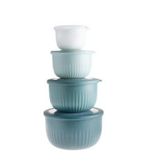 GATIT CU CULOARE Set de 4 buca?i din plastic pentru amestecare cu capac (Teal Ombre 210 ml 550 ml 1150 ml 3500 ml) - Cuib robust, fara BPA, sigur