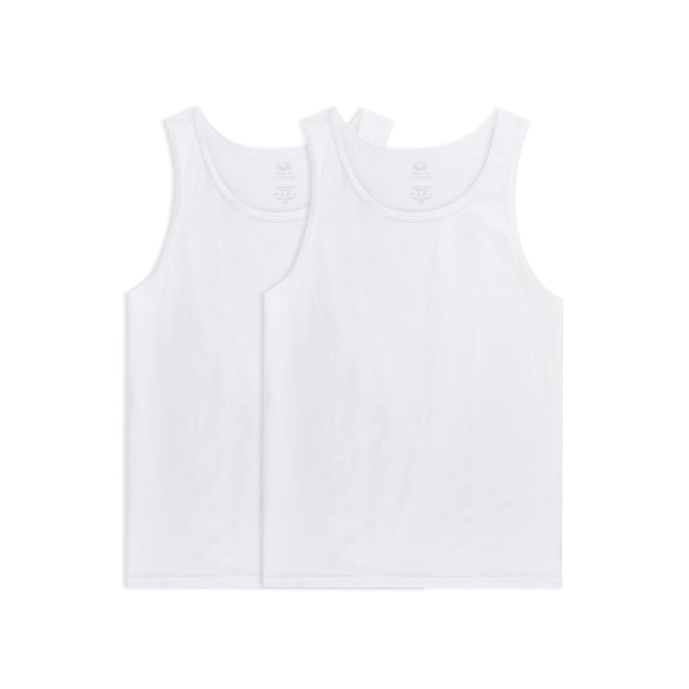 Fruit of the Loom Men's Eversoft Cotton T-Shirts S-4XL  Tank-2 Pack-White  3X-Large