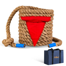 GOTHINK Set de frnghii de remorcher de 50 ft pentru copii - frnghie moale din fibra naturala de iuta cu steag ro?u pentru ziua cmpului, joc de